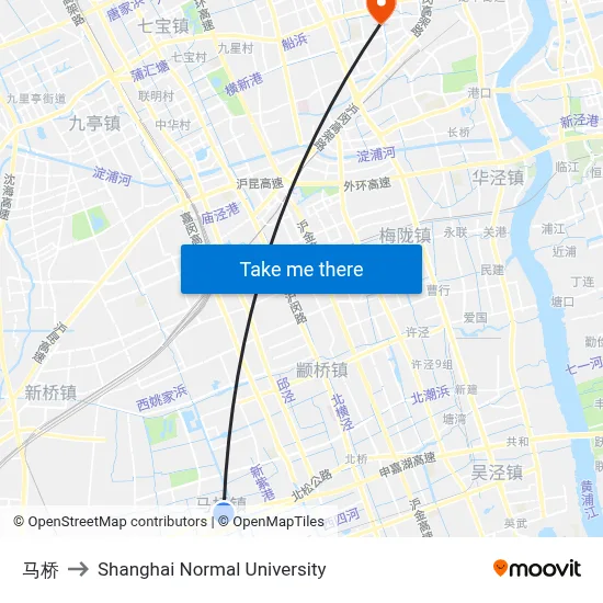 Mabridge to Shanghai Normal University map