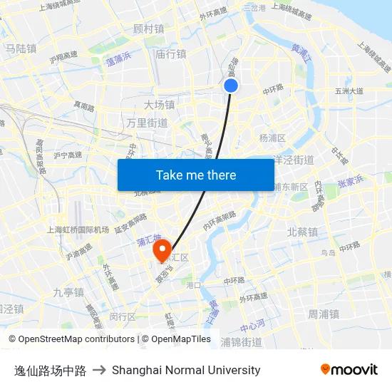 Yixian Road & Changzhong Road to Shanghai Normal University map
