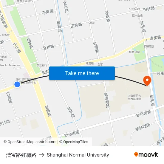 漕宝路虹梅路 to Shanghai Normal University map