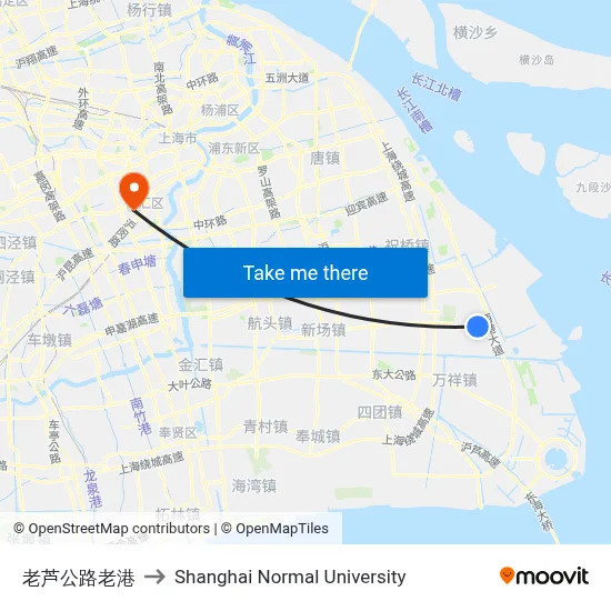 Laolu Highway & Laogang to Shanghai Normal University map