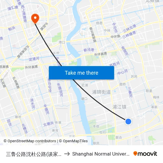 Sanlu Highway Shendu Highway (Tanjiagang) to Shanghai Normal University map