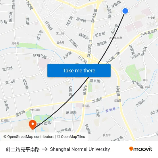 Xietu Road & Wanping South Road to Shanghai Normal University map