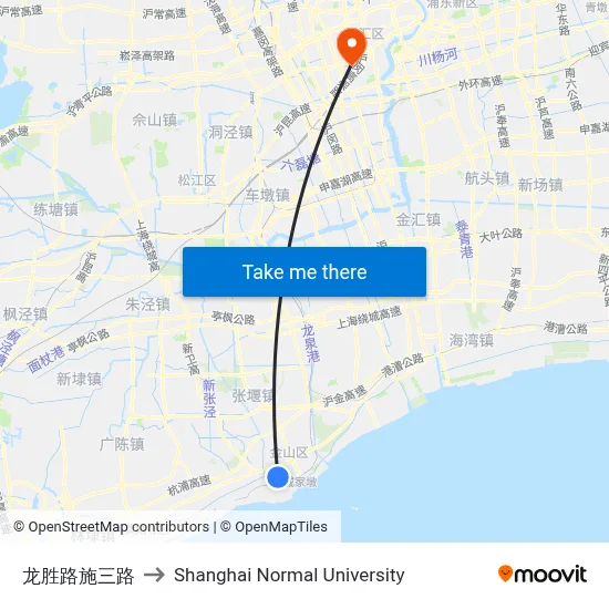Longsheng Road & Shisan Road to Shanghai Normal University map