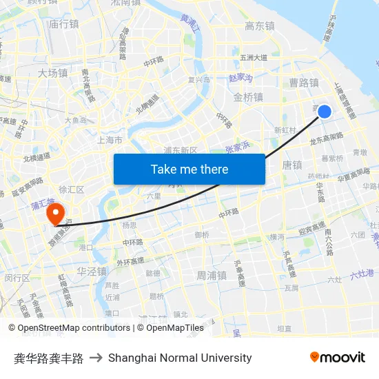 Gonghua Road & Gongfeng Road to Shanghai Normal University map