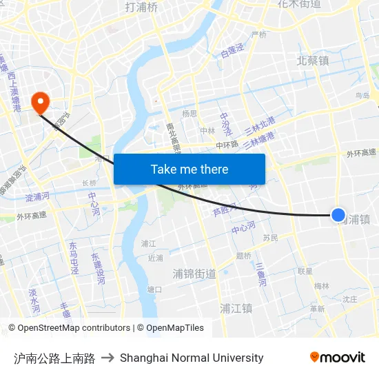 Hunan Highway & Shangnan Road to Shanghai Normal University map