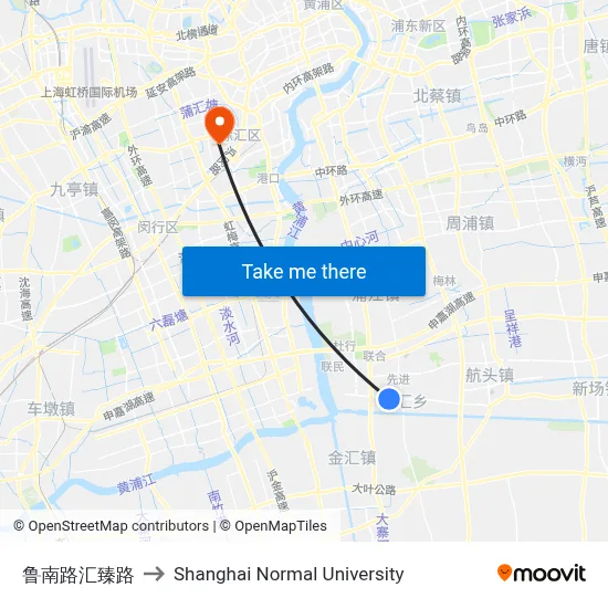 Lunan Road & Huizhen Road to Shanghai Normal University map