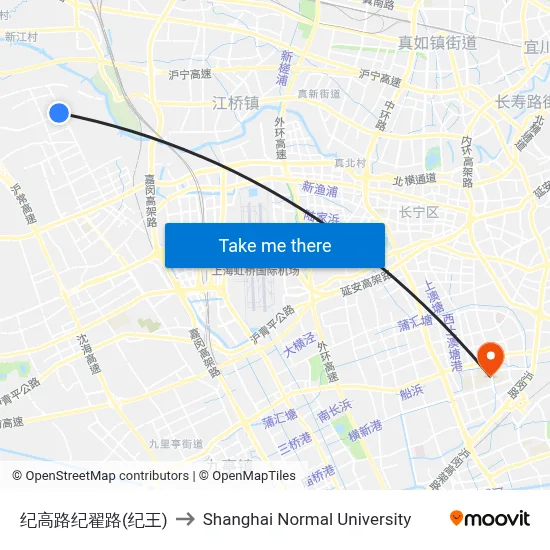 Jigao Road & Jizhai Road (Jiwang) to Shanghai Normal University map