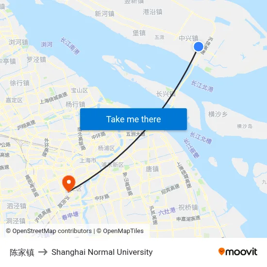 Chenjiazhen to Shanghai Normal University map