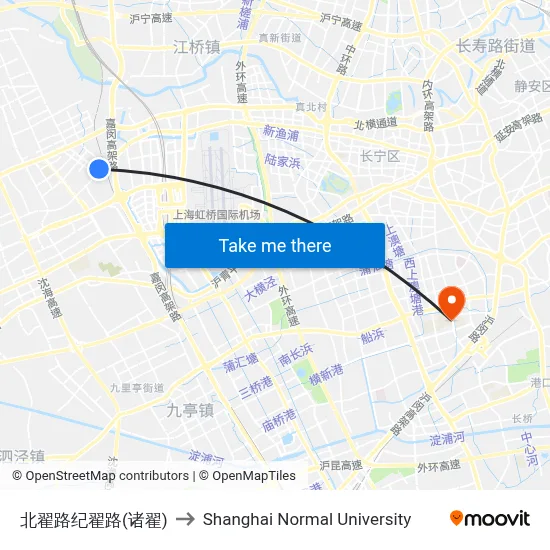 Beidi Road - Jidi Road (Zhudi) to Shanghai Normal University map