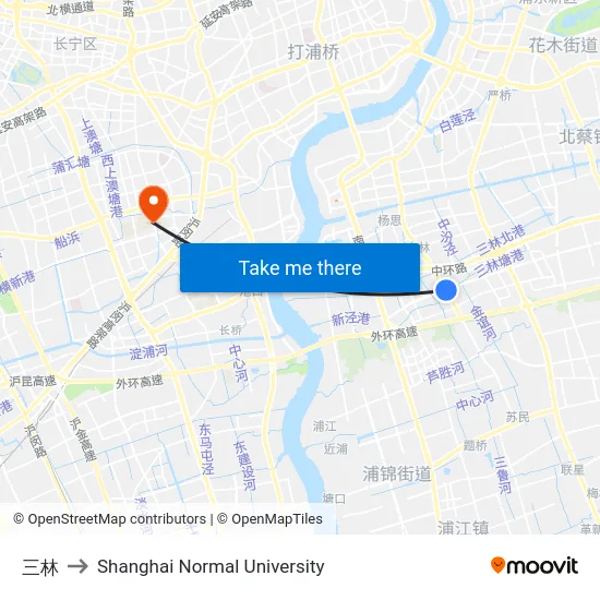 三林 to Shanghai Normal University map