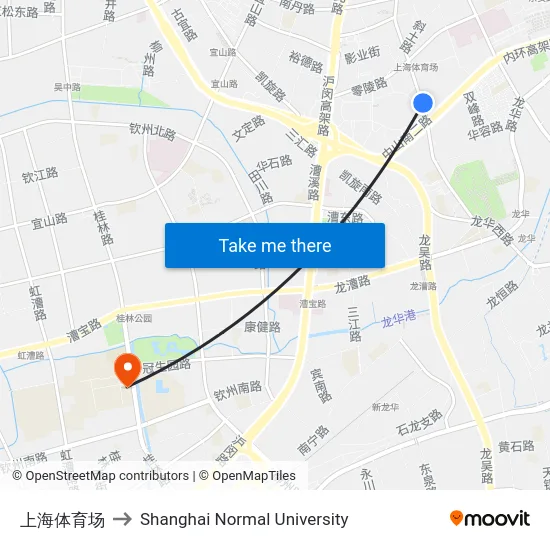 上海体育场 to Shanghai Normal University map