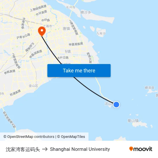 Shenjiawan Passenger Ferry Terminal to Shanghai Normal University map