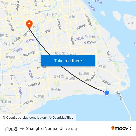Luchaogang to Shanghai Normal University map