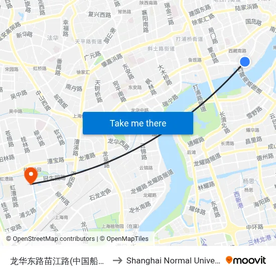 Longhua East Road - Miaojiang Road (China Maritime Museum) to Shanghai Normal University map