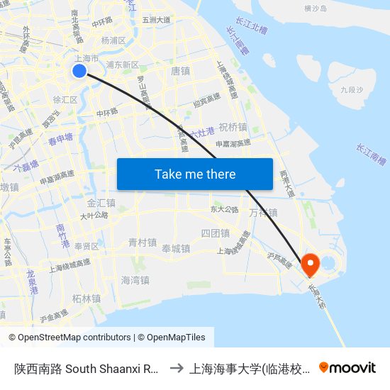 陕西南路 South Shaanxi Road to 上海海事大学(临港校区) map