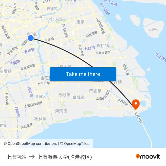上海南站 to 上海海事大学(临港校区) map