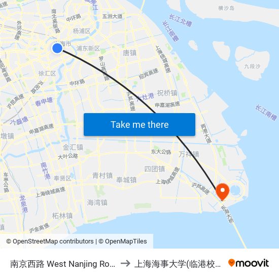 南京西路  West Nanjing Road to 上海海事大学(临港校区) map