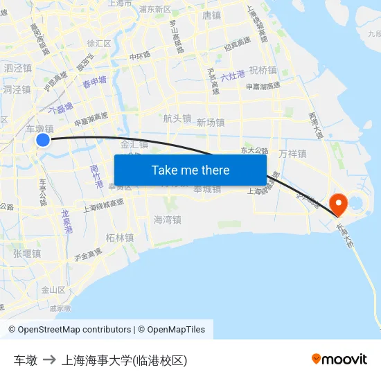 车墩 to 上海海事大学(临港校区) map