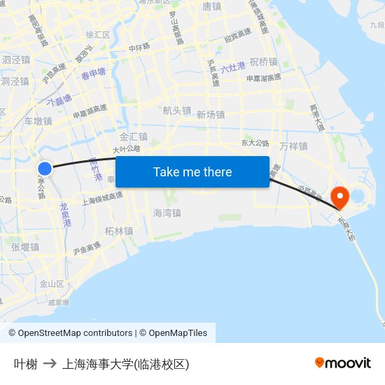 叶榭 to 上海海事大学(临港校区) map