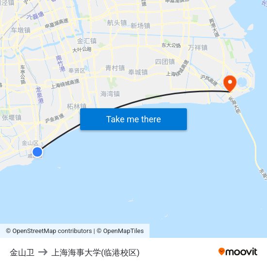 金山卫 to 上海海事大学(临港校区) map