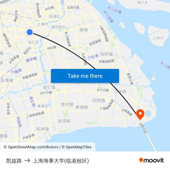 凯旋路 to 上海海事大学(临港校区) map