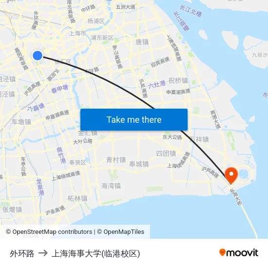 外环路 to 上海海事大学(临港校区) map