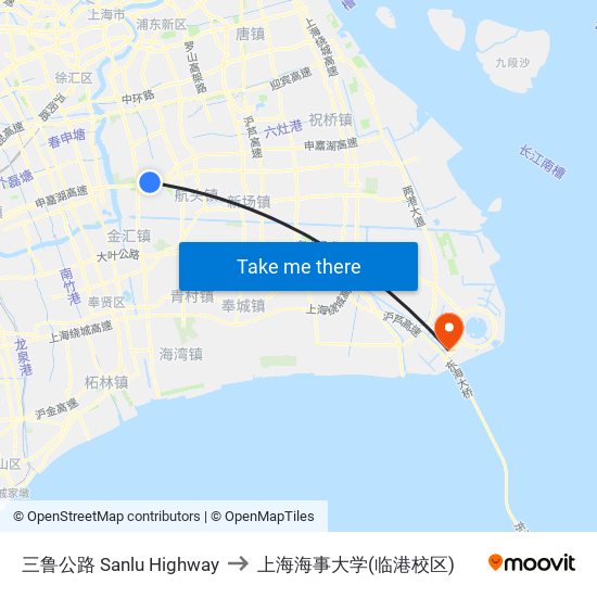 三鲁公路 Sanlu Highway to 上海海事大学(临港校区) map