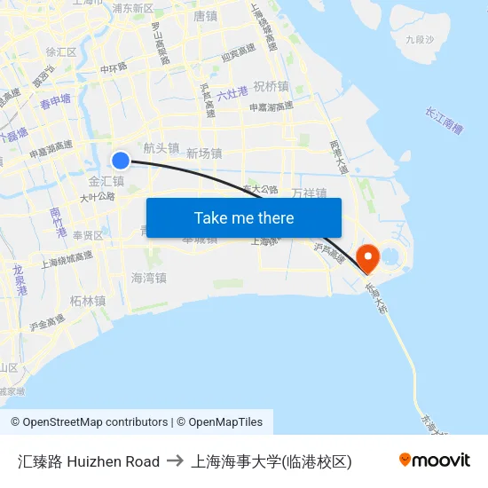 汇臻路 Huizhen Road to 上海海事大学(临港校区) map