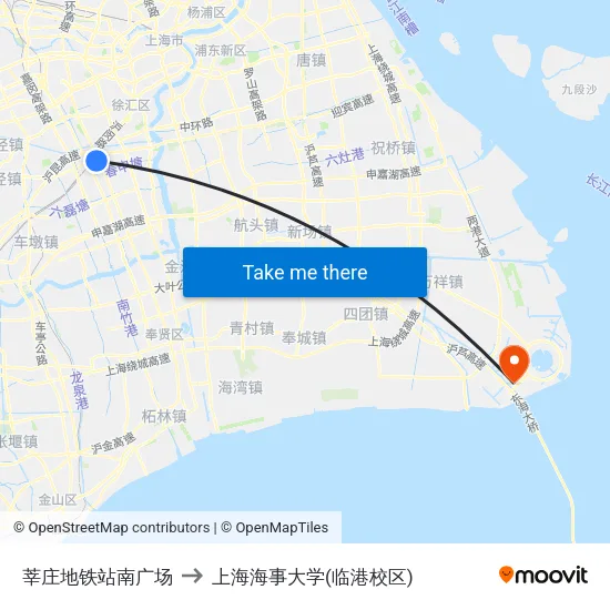 莘庄地铁站南广场 to 上海海事大学(临港校区) map
