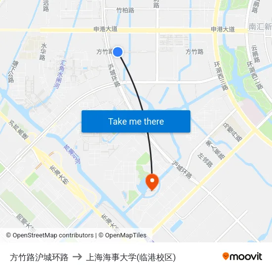 方竹路沪城环路 to 上海海事大学(临港校区) map