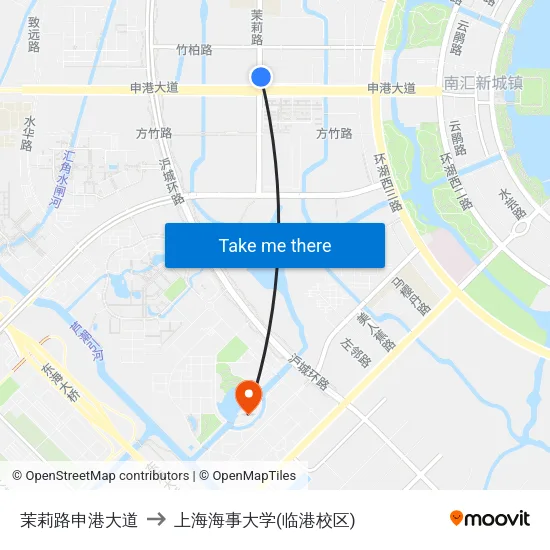茉莉路申港大道 to 上海海事大学(临港校区) map