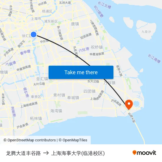 龙腾大道丰谷路 to 上海海事大学(临港校区) map