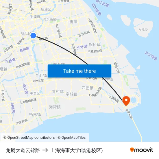龙腾大道云锦路 to 上海海事大学(临港校区) map