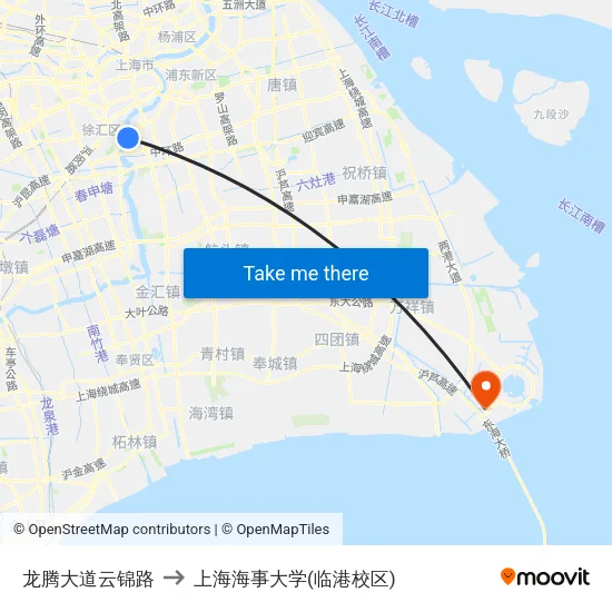龙腾大道云锦路 to 上海海事大学(临港校区) map