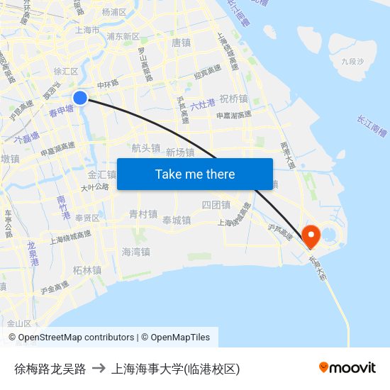 徐梅路龙吴路 to 上海海事大学(临港校区) map