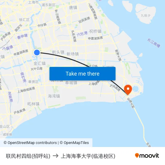 联民村四组(招呼站) to 上海海事大学(临港校区) map