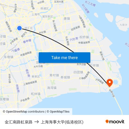 金汇南路虹泉路 to 上海海事大学(临港校区) map