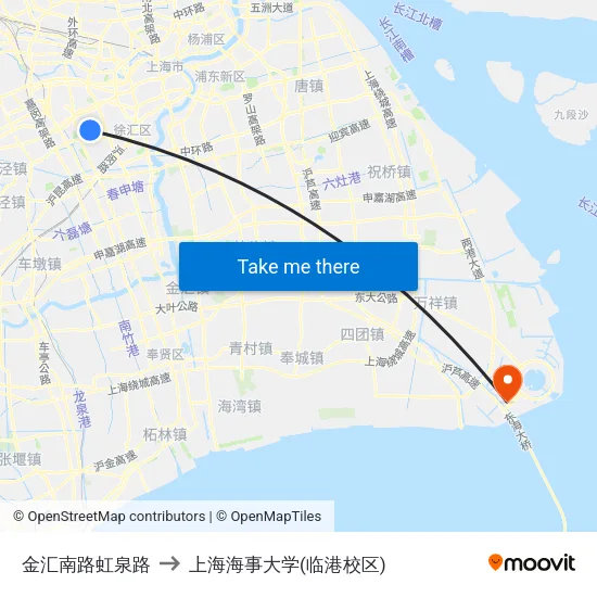 金汇南路虹泉路 to 上海海事大学(临港校区) map