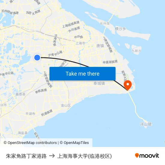 朱家角路丁家港路 to 上海海事大学(临港校区) map