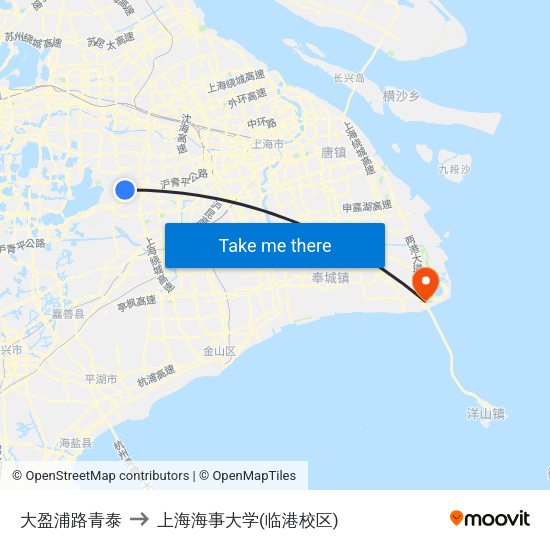 大盈浦路青泰 to 上海海事大学(临港校区) map