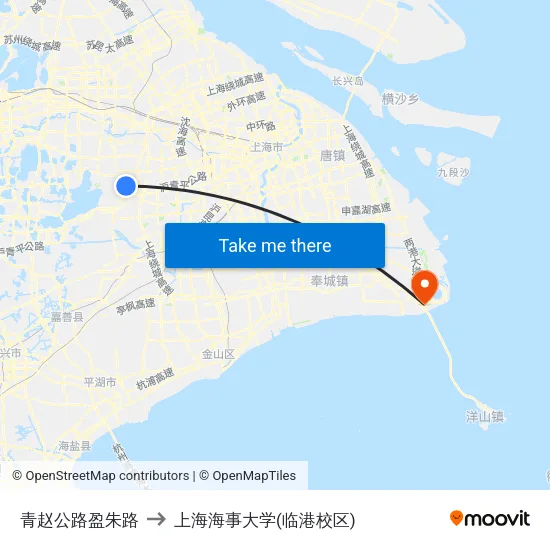 青赵公路盈朱路 to 上海海事大学(临港校区) map