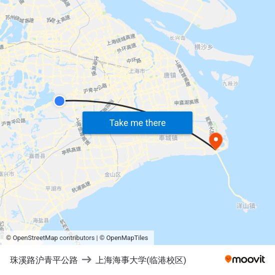珠溪路沪青平公路 to 上海海事大学(临港校区) map