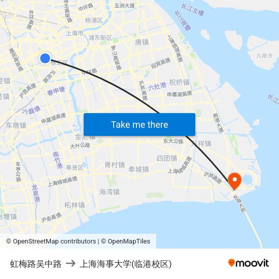 虹梅路吴中路 to 上海海事大学(临港校区) map