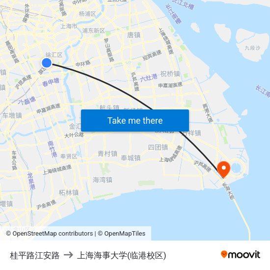 桂平路江安路 to 上海海事大学(临港校区) map