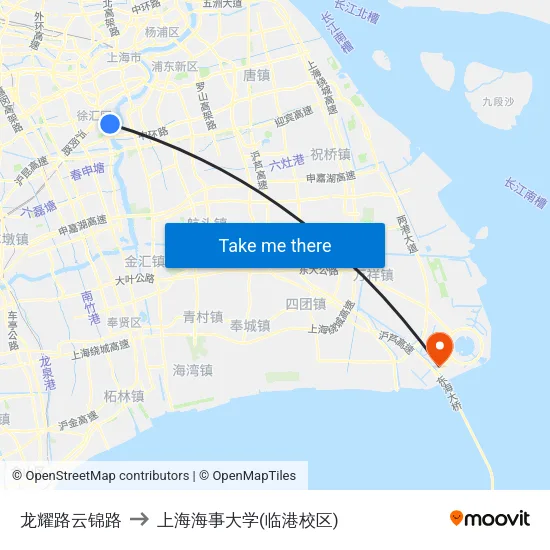 龙耀路云锦路 to 上海海事大学(临港校区) map