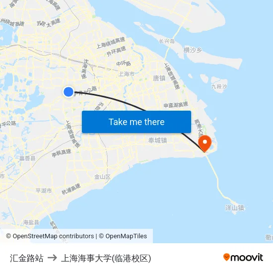 汇金路站 to 上海海事大学(临港校区) map