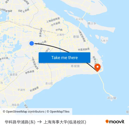 华科路华浦路(东) to 上海海事大学(临港校区) map