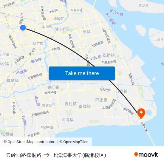 云岭西路棕榈路 to 上海海事大学(临港校区) map