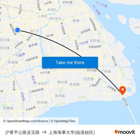 沪青平公路吴宝路 to 上海海事大学(临港校区) map