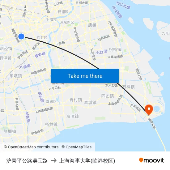 沪青平公路吴宝路 to 上海海事大学(临港校区) map